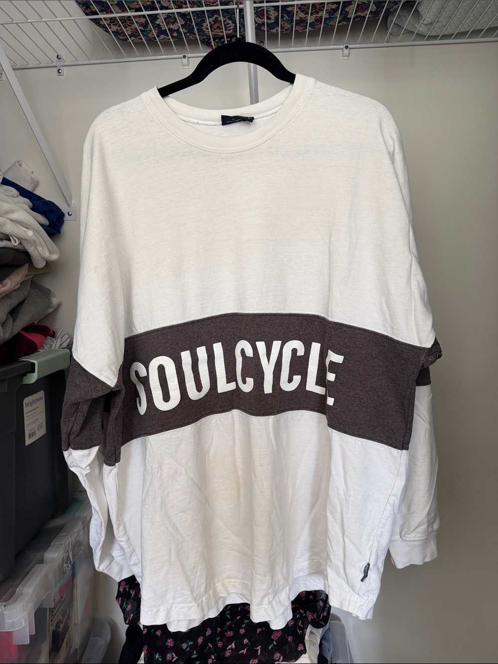 soulcycle White Crewneck Sweatshirt with Brown Logo Band
